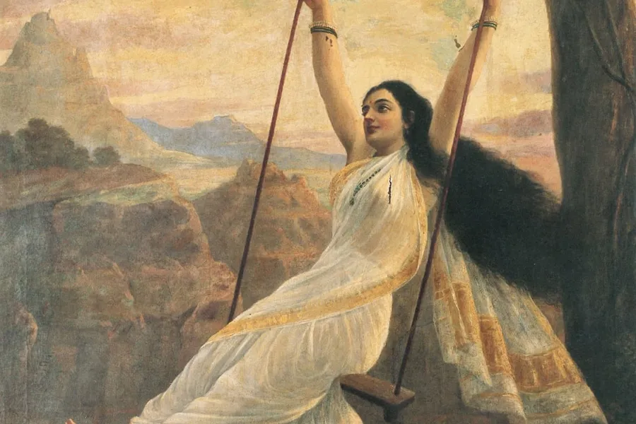Mohini on a Swing (Raja Ravi Varma)