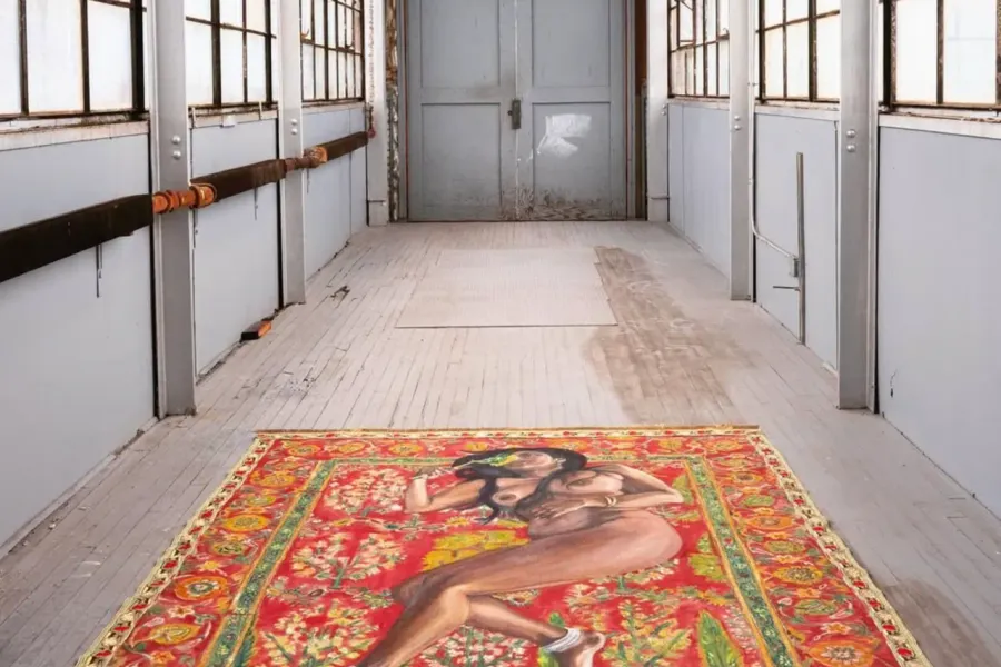 Self-Portrait as Mumtaz Mahal on a Carpet from the Shah Jahan Period at the Frick series (Bhasha Chakrabarti)